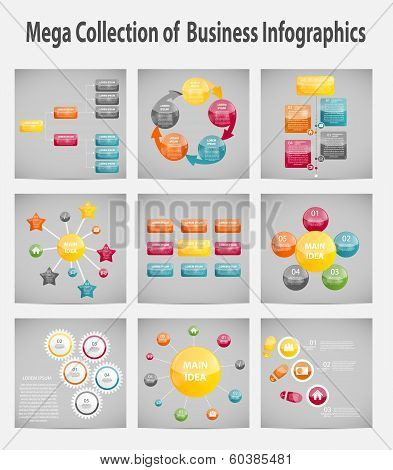 Mega collection infographic template business concept vector
