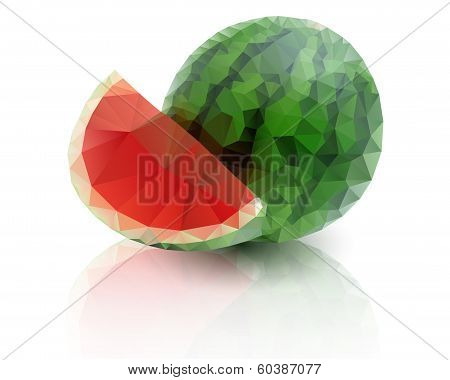 Ripe watermelon with a slice on white background