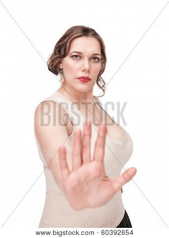 Plus Size Woman Making Stop Gesture
