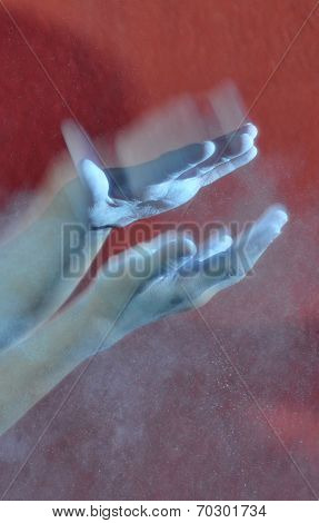 Hands With Powder Chalk Magnesia