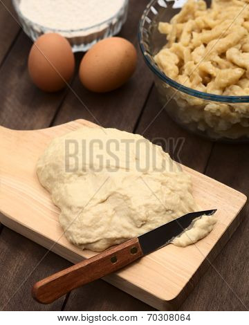 Preparing Hungarian Nokedli or Galuska