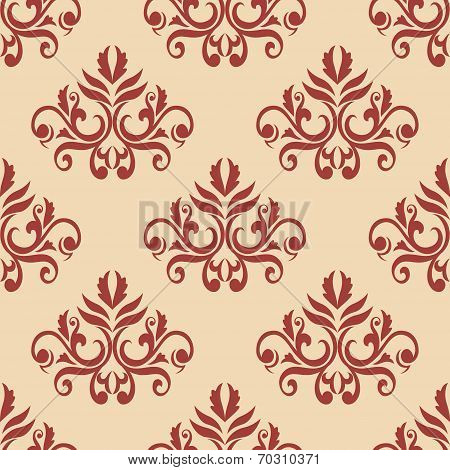 Red retro seamless pattern on beige backgrouund