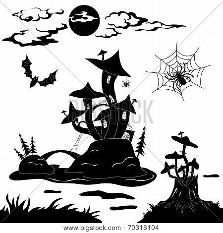 Halloween cartoon landscape