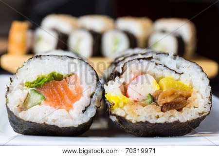 Close Up Of Sushi, Japanese Seafood