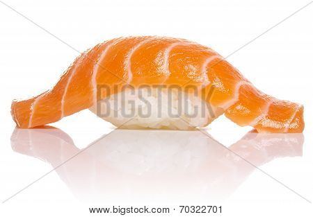 Salmon Sushi Nigiri Isiolated On White Background