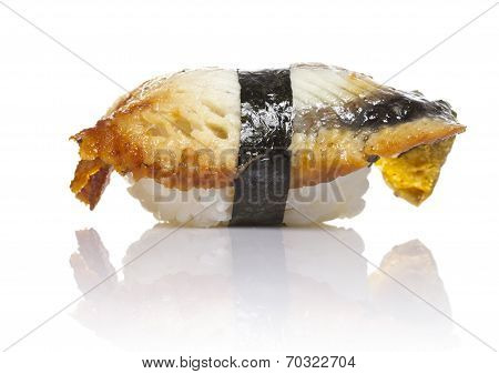 Eel Sushi Nigiri Isiolated On White Background