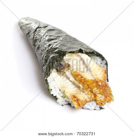 Eel Sushi Temaki Isiolated On White Background