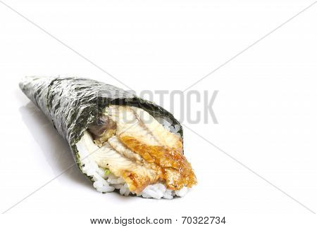Eel Sushi Temaki Isiolated On White Background