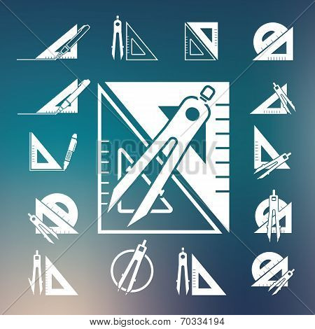 Drawing Compass Icon Set