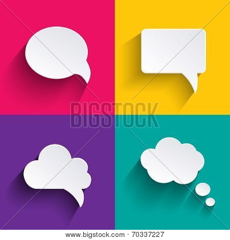 vector speech bubbles in flat design with shadows