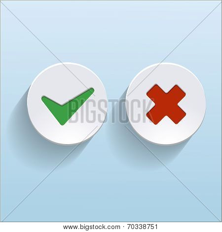 Vector Yes and No check marks on circles