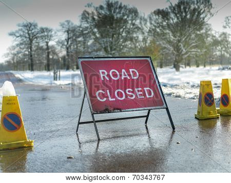Road closed sign