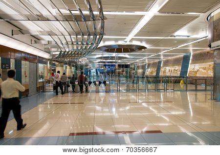 Dubai underground metro station interior