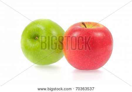Green And Red Apples Isolated On White Background
