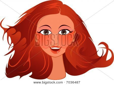 Lächelnde Frau junge rothaarige over white background