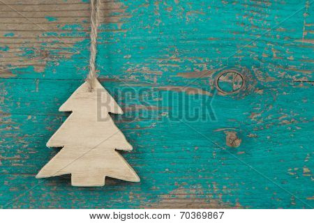 Handmade Christmas Tree For A Wooden Green Or Turquoise Background