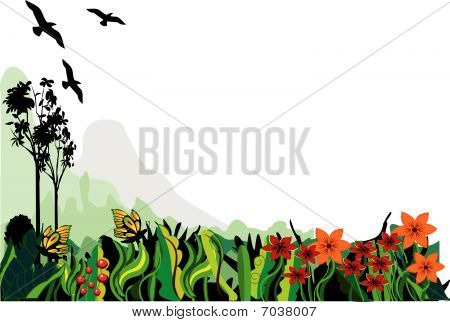 Planter Hills blomster og sommerfugle