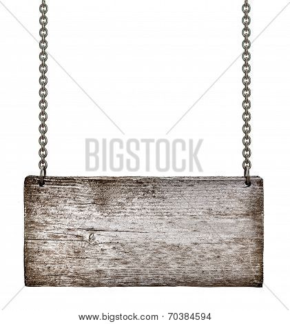 wooden sign isolated on a white background
