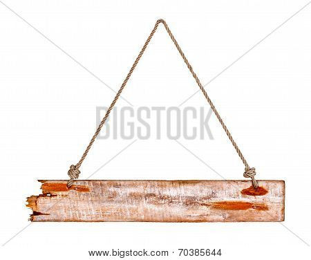 Wooden Sign Isolated On A White Background
