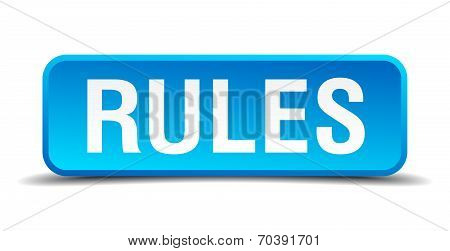 Rules Blue 3D Realistic Square Isolated Button