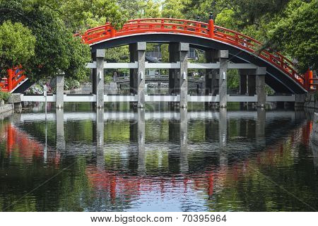 Osaka, Japan at the Taiko Drum Bridge of Sumiyoshi Taisha Grand Shrine.