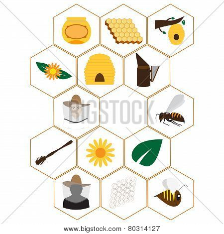 beekeeping icons set