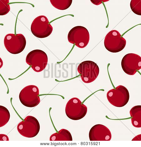 Seamless Pattern With Red Cherries