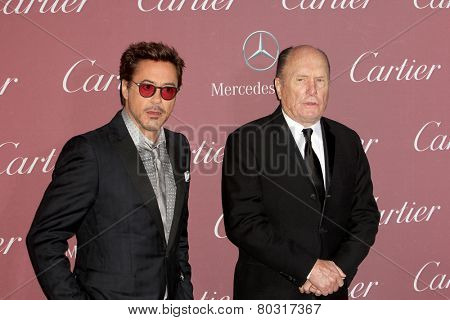 PALM SPRINGS, CA - JAN 3: Robert Downey Jr. and Robert Duvall arrive at the 2015 Palm Springs Film Festival Awards Gala at the Palm Springs Convention Center on January 3, 2015 in Palm Springs, CA.