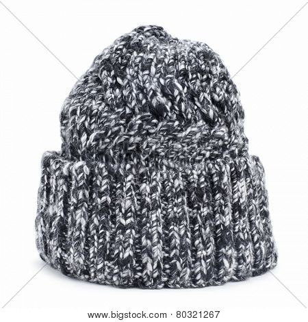 a mottled knit cap on a white background
