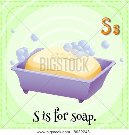 A letter S which stands for soap