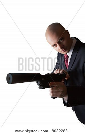 Bald Hitman With The Gun