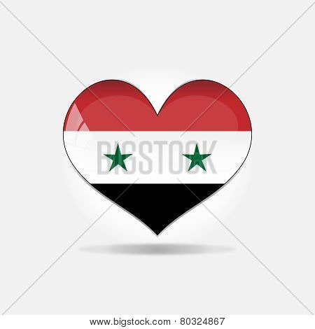 Syria Flag Heart Glossy Button