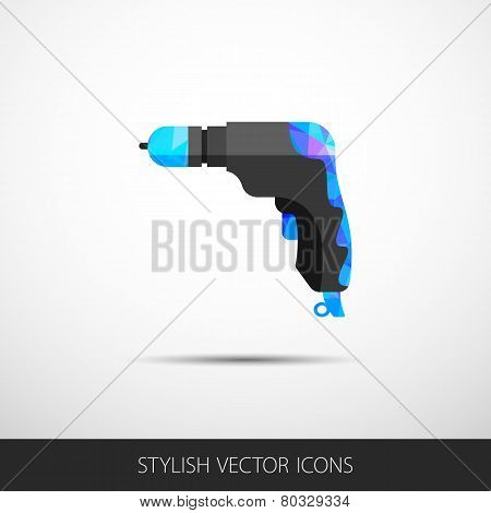 Vector Drill In A Flat Style With Long Shadow