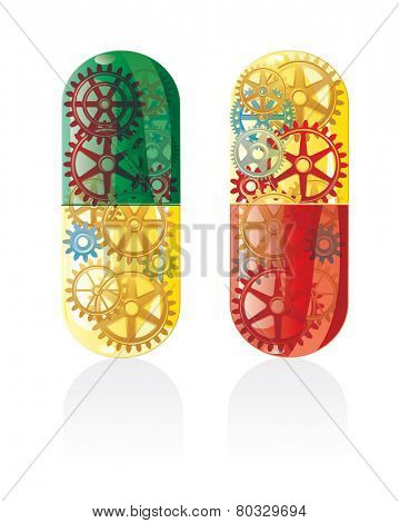 vector symbolic abstract illustration with futuristic color smart pills