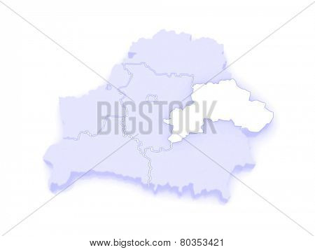 Map of Mogilev region. Belarus. 3d