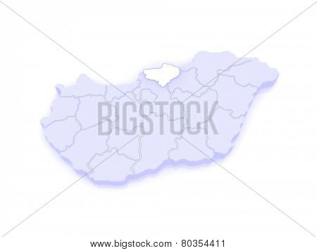 Map of Nograd. Hungary. 3d