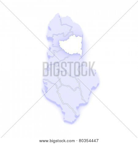 Map of Dibra. Albania. 3d