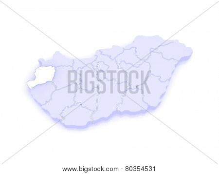 Map of Vas. Hungary. 3d