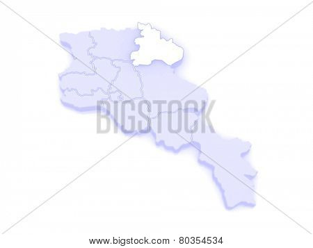Map of Tavush. Armenia. 3d