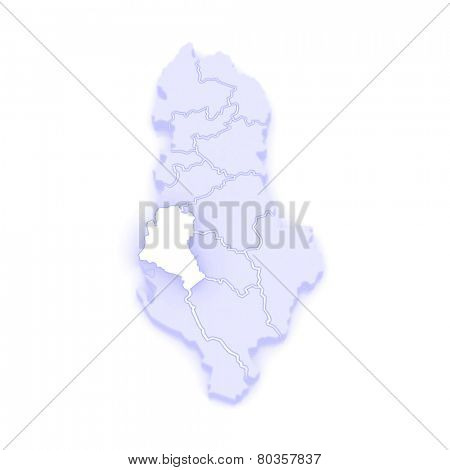 Map of Fier. Albania. 3d