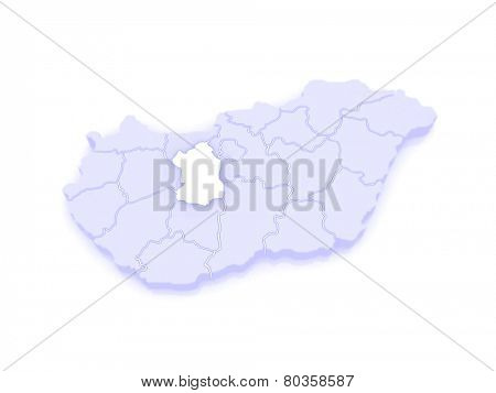 Map of Fejer. Hungary. 3d