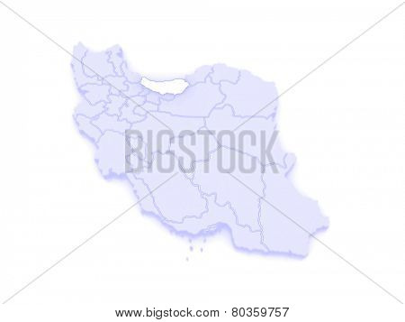 Map of Mazandaran. Iran. 3d