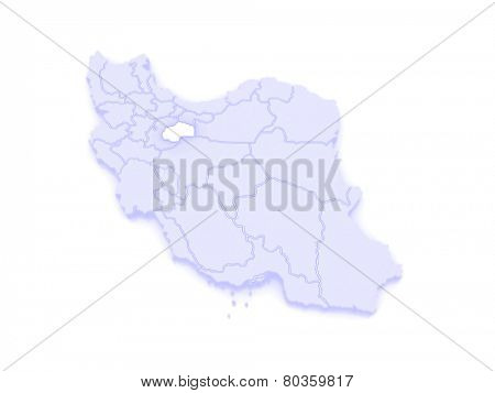 Map of Qum. Iran. 3d