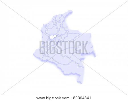 Map of Caldas. Colombia. 3d