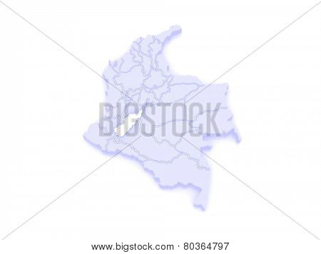 Map of Huila. Colombia. 3d