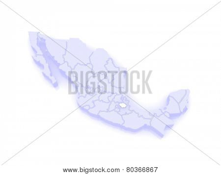 Map of Tlaxcala. Mexico. 3d