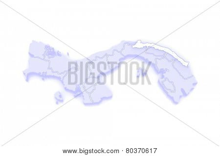Map of Guna Yala. Panama. 3d