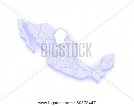 Map of Coahuila. Mexico. 3d