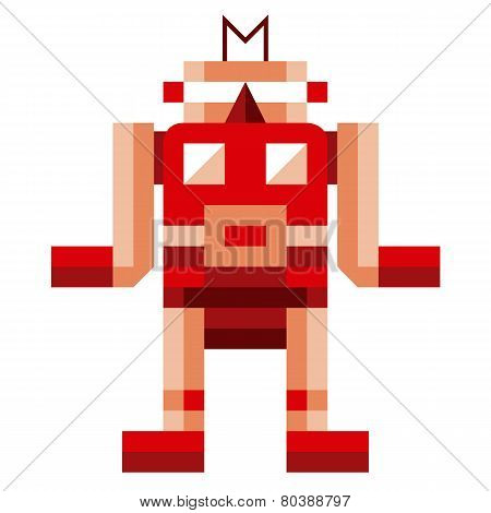 Vector Cartoon Funny Robot Isolated On White Background