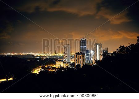 Singapore architecture and urban cityscape night view